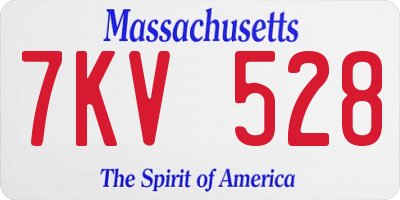 MA license plate 7KV528