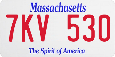 MA license plate 7KV530