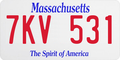 MA license plate 7KV531