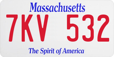 MA license plate 7KV532