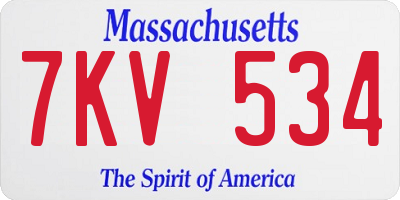 MA license plate 7KV534