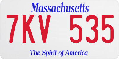 MA license plate 7KV535
