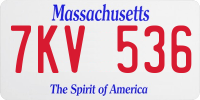 MA license plate 7KV536