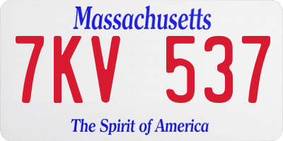 MA license plate 7KV537