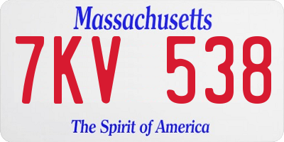 MA license plate 7KV538
