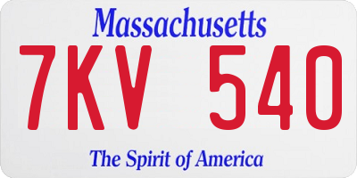 MA license plate 7KV540
