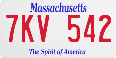 MA license plate 7KV542