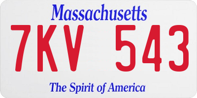 MA license plate 7KV543