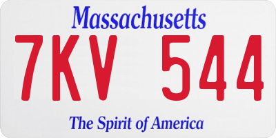 MA license plate 7KV544