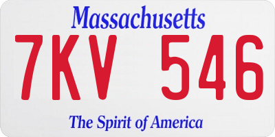 MA license plate 7KV546