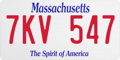MA license plate 7KV547