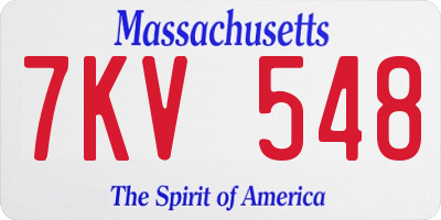 MA license plate 7KV548