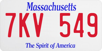 MA license plate 7KV549