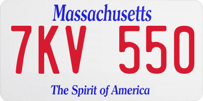 MA license plate 7KV550