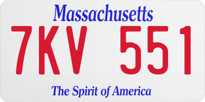 MA license plate 7KV551