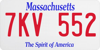 MA license plate 7KV552