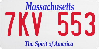 MA license plate 7KV553