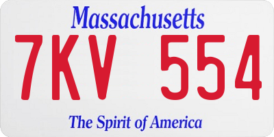 MA license plate 7KV554