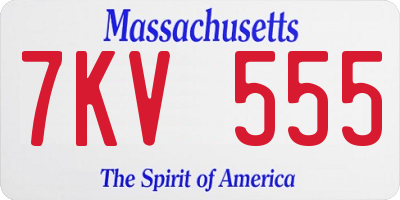 MA license plate 7KV555