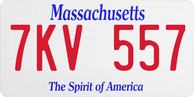 MA license plate 7KV557