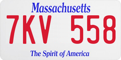 MA license plate 7KV558