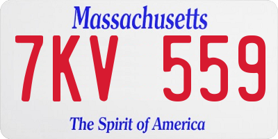 MA license plate 7KV559
