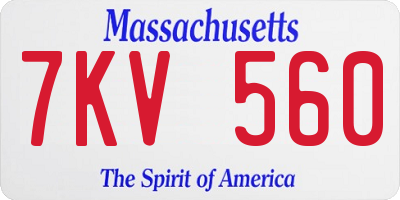 MA license plate 7KV560