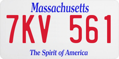 MA license plate 7KV561