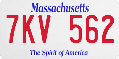 MA license plate 7KV562