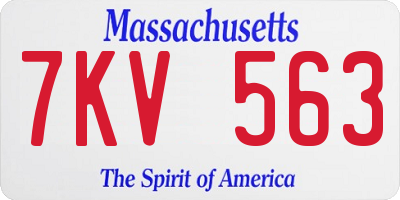 MA license plate 7KV563