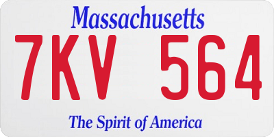 MA license plate 7KV564