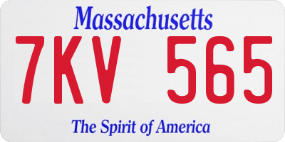 MA license plate 7KV565