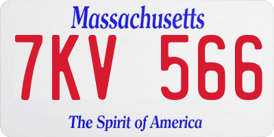 MA license plate 7KV566