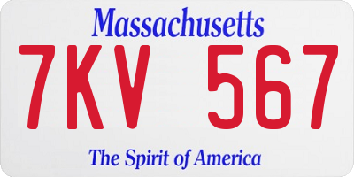 MA license plate 7KV567