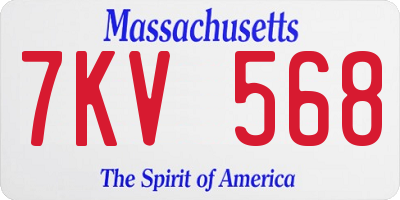 MA license plate 7KV568