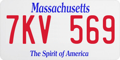 MA license plate 7KV569