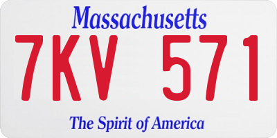 MA license plate 7KV571