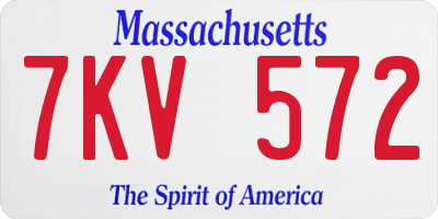 MA license plate 7KV572