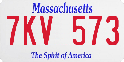 MA license plate 7KV573