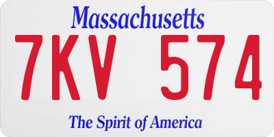 MA license plate 7KV574