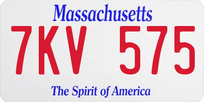 MA license plate 7KV575