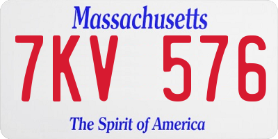 MA license plate 7KV576