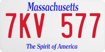 MA license plate 7KV577