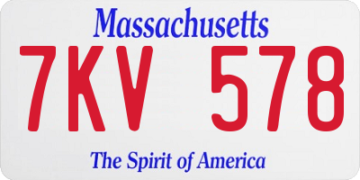MA license plate 7KV578