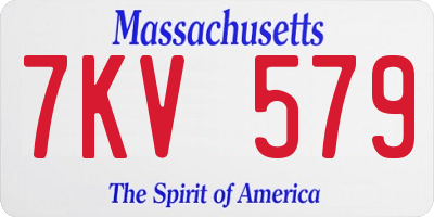MA license plate 7KV579