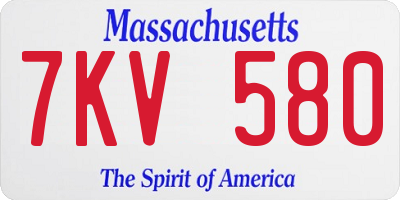 MA license plate 7KV580