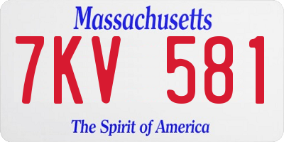 MA license plate 7KV581