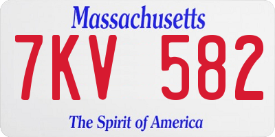 MA license plate 7KV582
