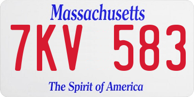MA license plate 7KV583