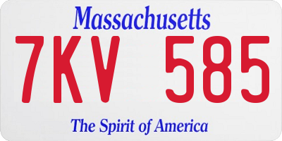 MA license plate 7KV585